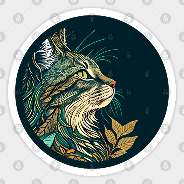 Boho Cat Cute Colorful Retro Color Sticker by cedricchungerxc